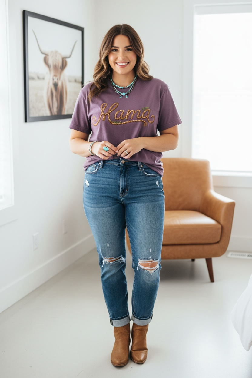 Mama 🤠lasso letters tee