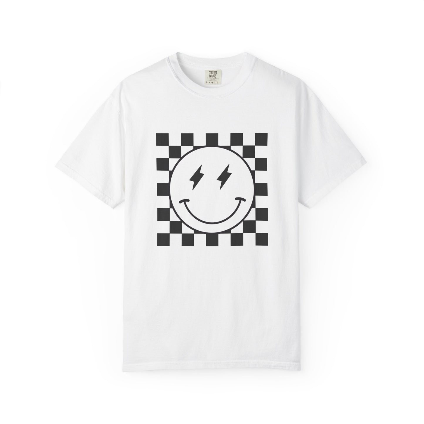 Black Smiley Graphic Tee | Unisex Garment-Dyed T-Shirt, Retro Style Tee, Casual Everyday Wear, Fun Summer Top