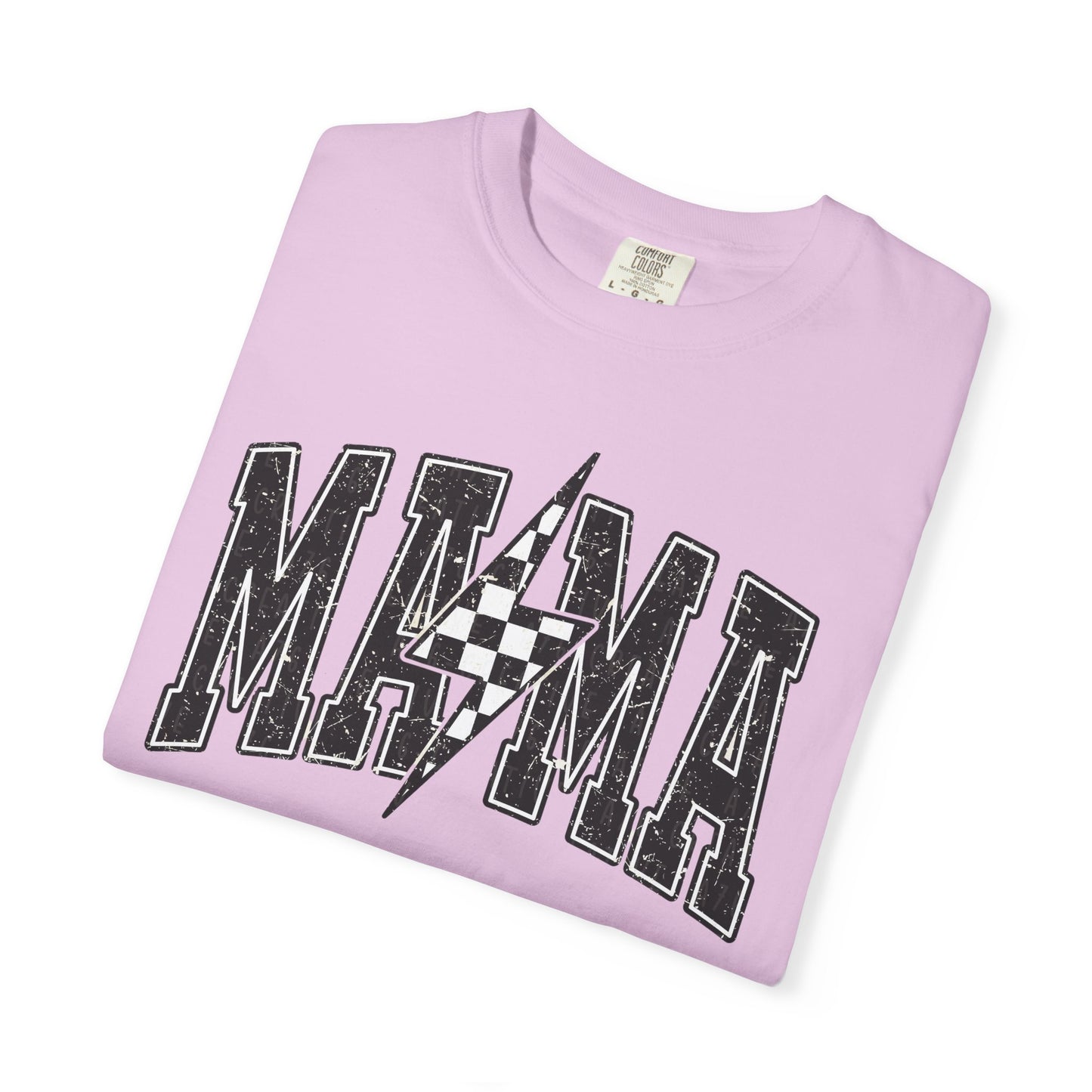 Checkered Lightening “mama” Graphic Tee | Unisex Garment-Dyed T-Shirt, Retro Style Tee, Casual Everyday Wear, Fun Summer Top