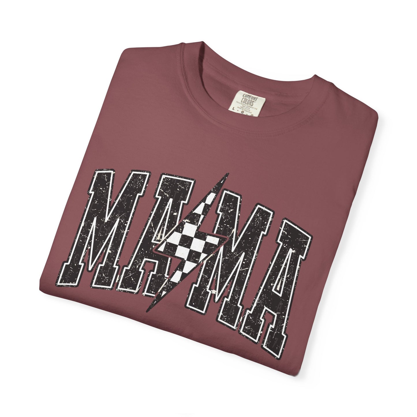Checkered Lightening “mama” Graphic Tee | Unisex Garment-Dyed T-Shirt, Retro Style Tee, Casual Everyday Wear, Fun Summer Top