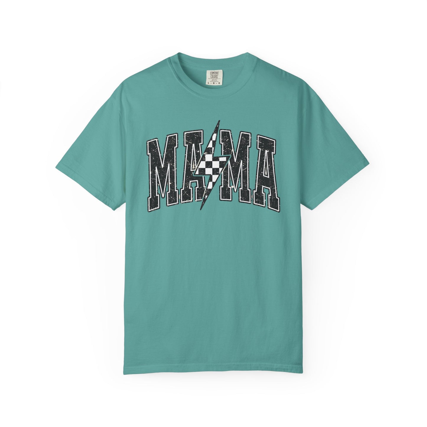Checkered Lightening “mama” Graphic Tee | Unisex Garment-Dyed T-Shirt, Retro Style Tee, Casual Everyday Wear, Fun Summer Top