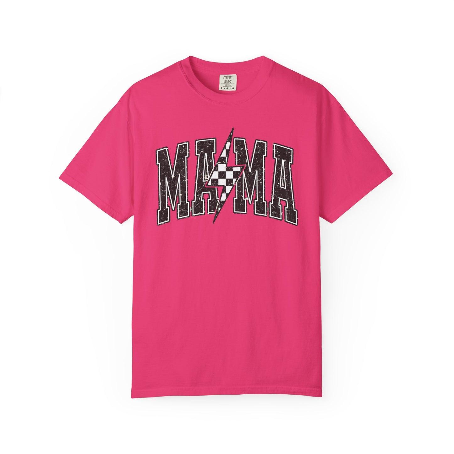 Checkered Lightening “mama” Graphic Tee | Unisex Garment-Dyed T-Shirt, Retro Style Tee, Casual Everyday Wear, Fun Summer Top