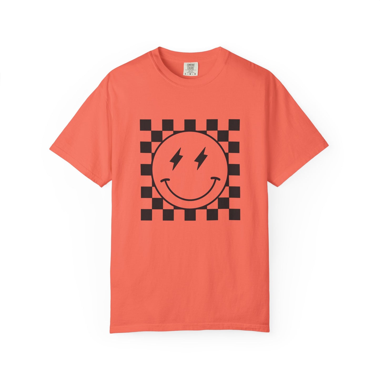 Black Smiley Graphic Tee | Unisex Garment-Dyed T-Shirt, Retro Style Tee, Casual Everyday Wear, Fun Summer Top