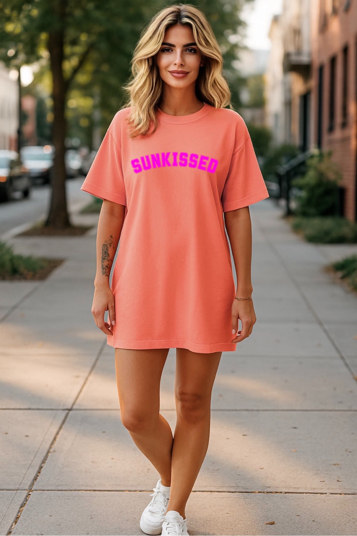 Sun-kissed pink Tee, Casual Everyday Wear, Fun Summer Top