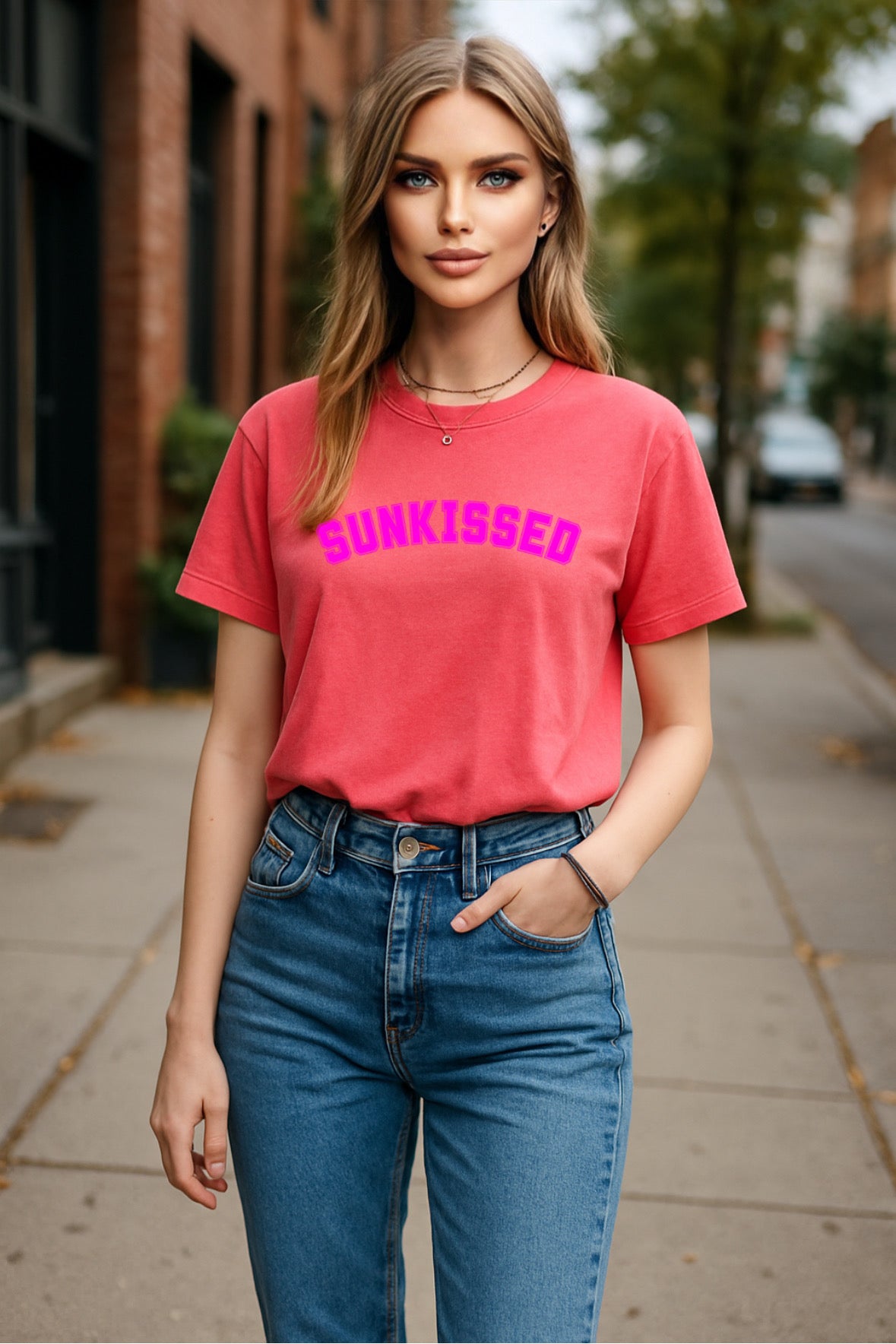 Sun-kissed pink Tee, Casual Everyday Wear, Fun Summer Top