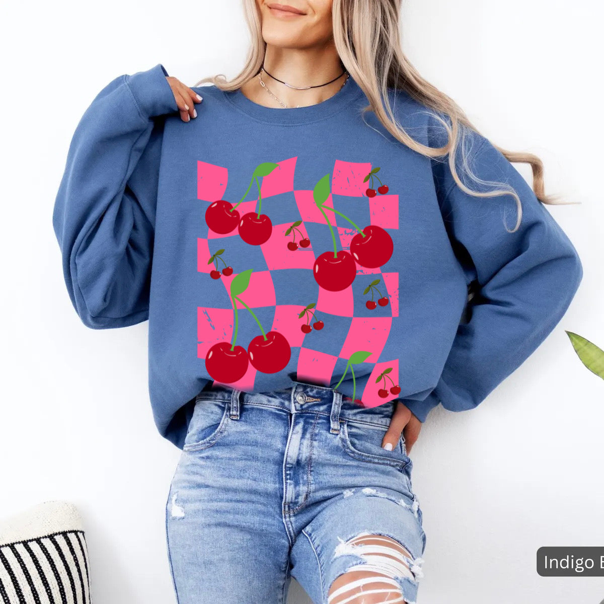 Checkered Cherry🍒 Crewneck