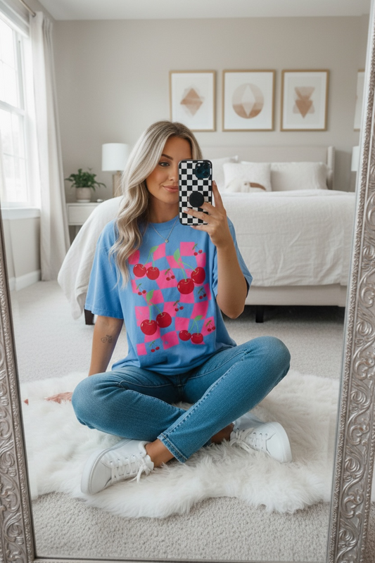 Checkered Cherry🍒Tee