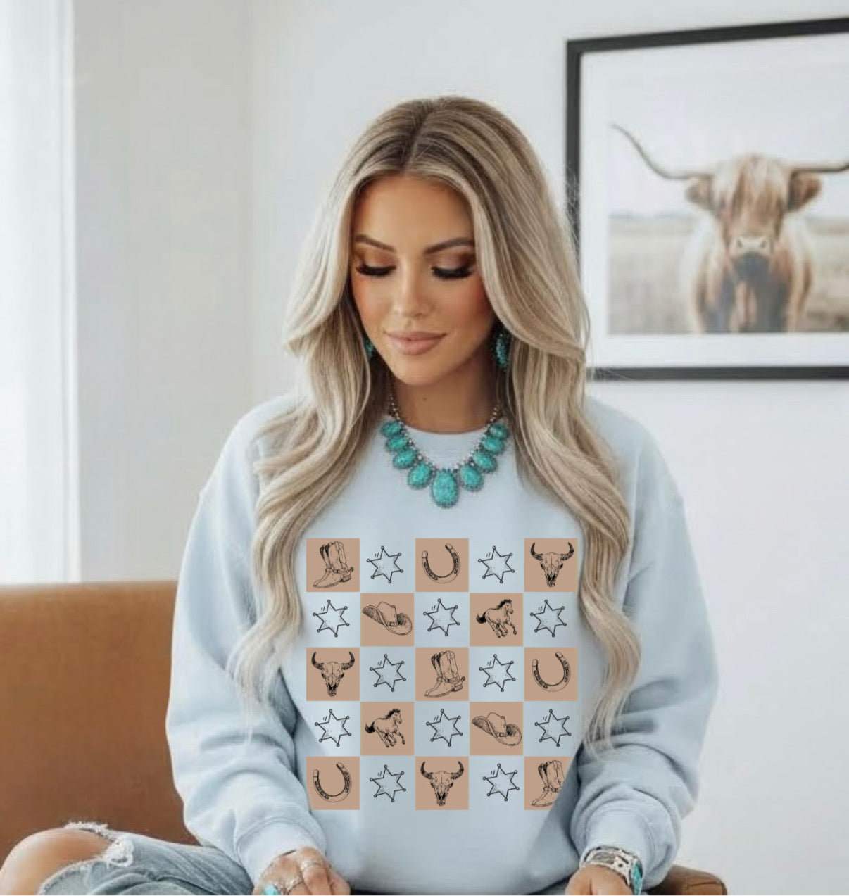 Checkered Western 🤠 Crewneck