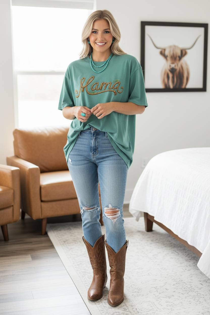 Mama 🤠 lasso letters tee