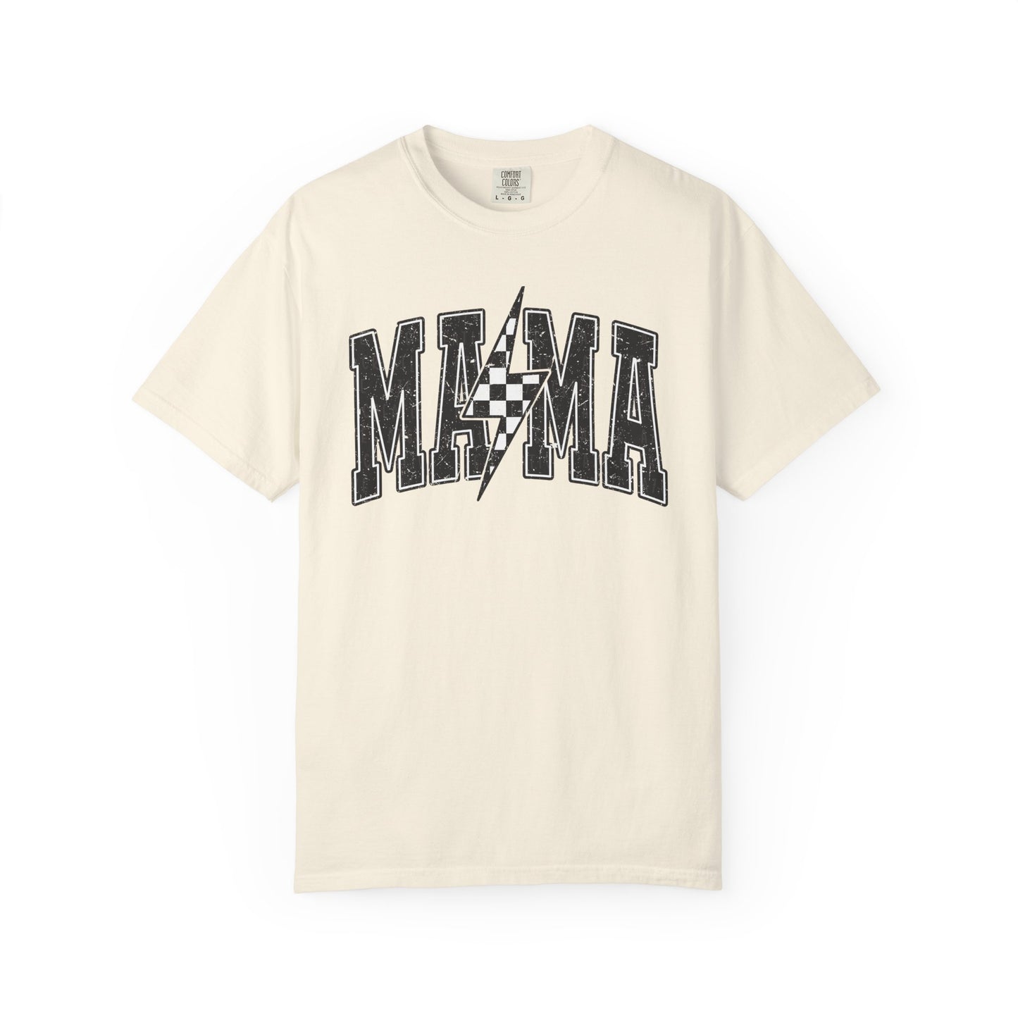 Checkered Lightening “mama” Graphic Tee | Unisex Garment-Dyed T-Shirt, Retro Style Tee, Casual Everyday Wear, Fun Summer Top