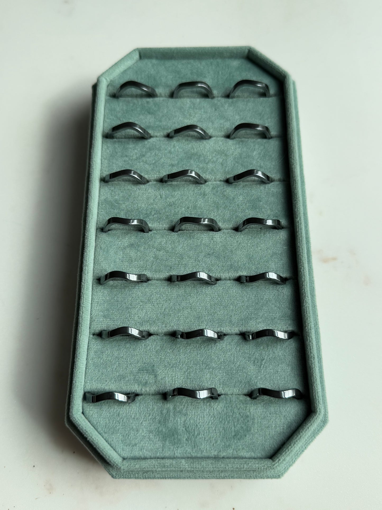 Hematite wave stackable ring-Choose your size