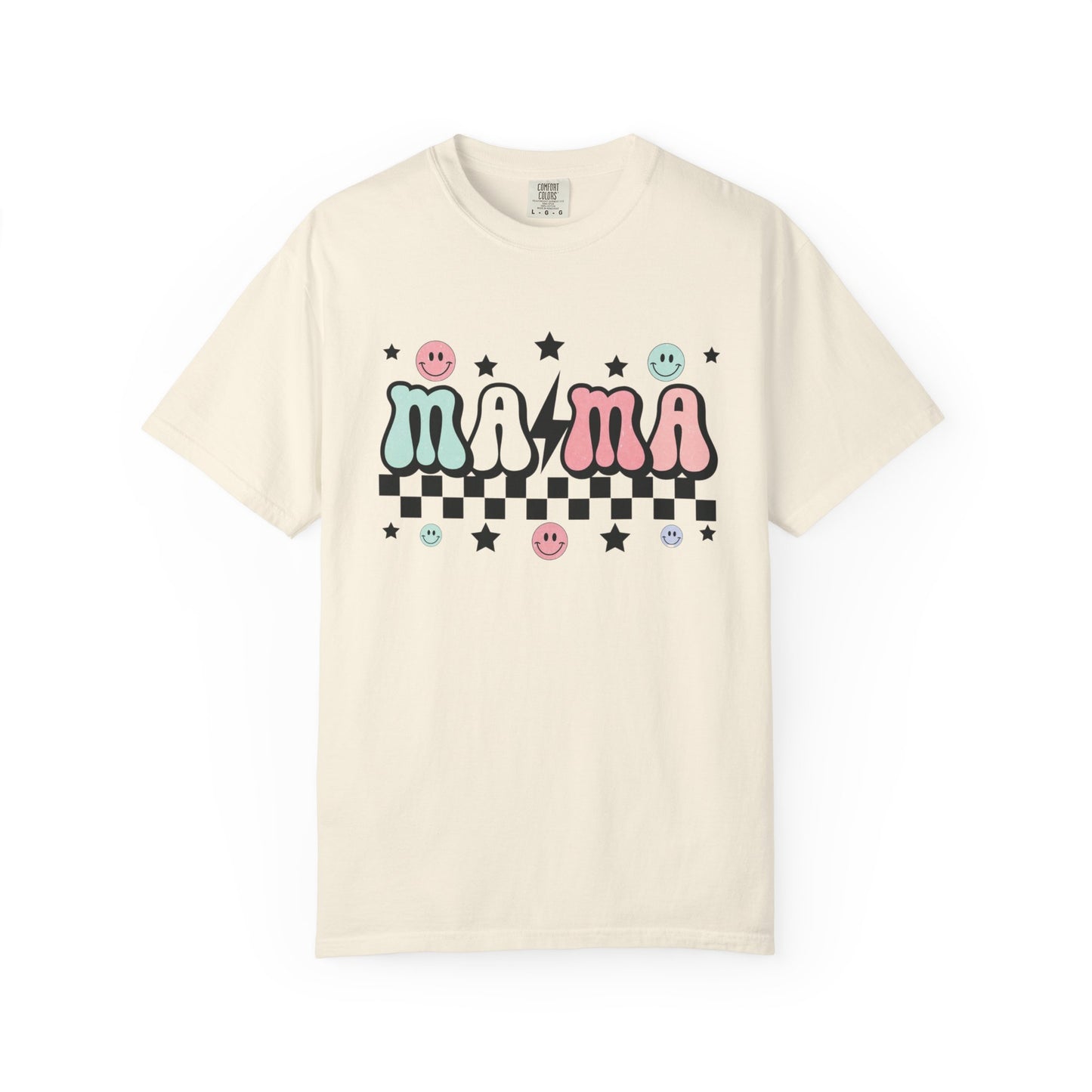 Retro Checkered “mama” Graphic Tee | Unisex Garment-Dyed T-Shirt, Retro Style Tee, Casual Everyday Wear, Fun Summer Top