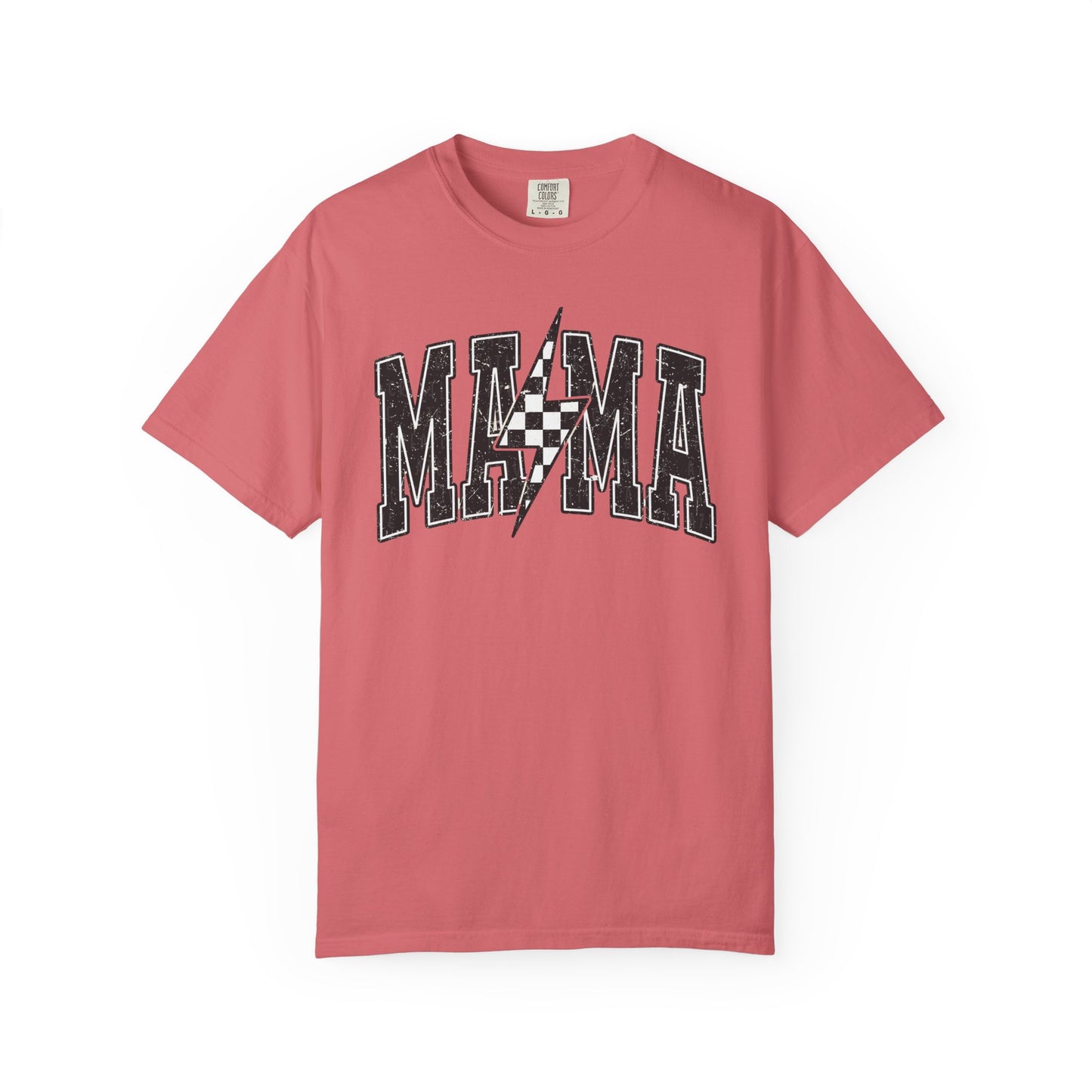 Checkered Lightening “mama” Graphic Tee | Unisex Garment-Dyed T-Shirt, Retro Style Tee, Casual Everyday Wear, Fun Summer Top