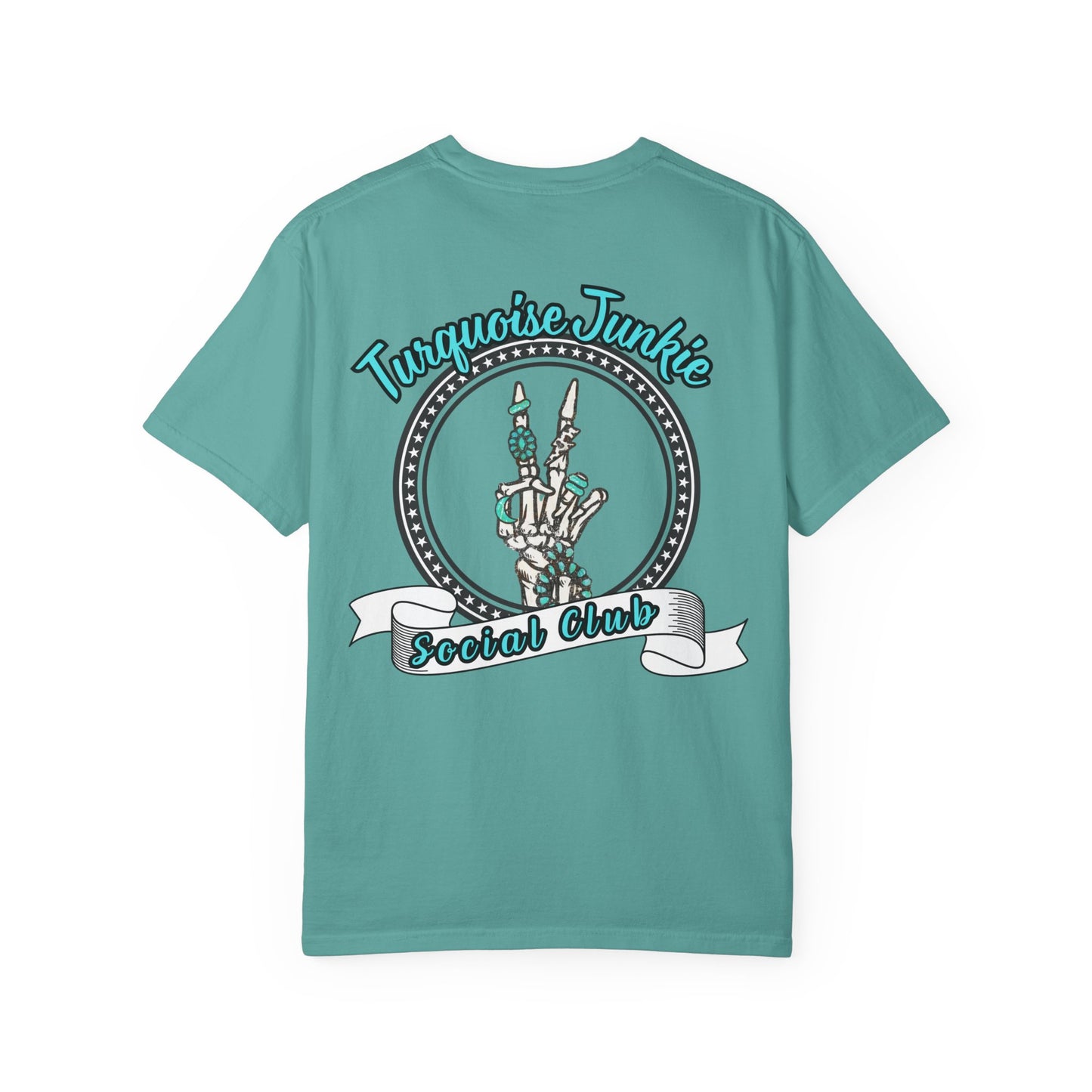 Turquoise Junkie Social Club Tee, Casual Everyday Wear, Fun Summer Top, Turquoise, Turquoise Jewelry, Western