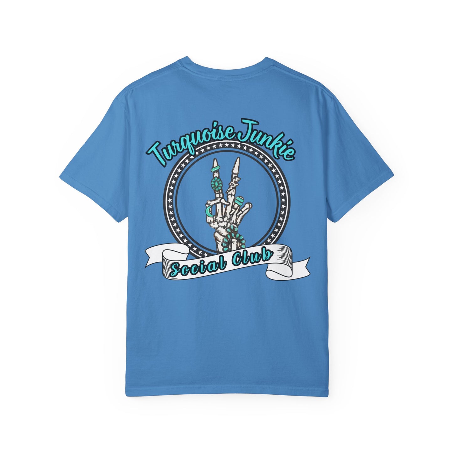 Turquoise Junkie Social Club Tee, Casual Everyday Wear, Fun Summer Top, Turquoise, Turquoise Jewelry, Western