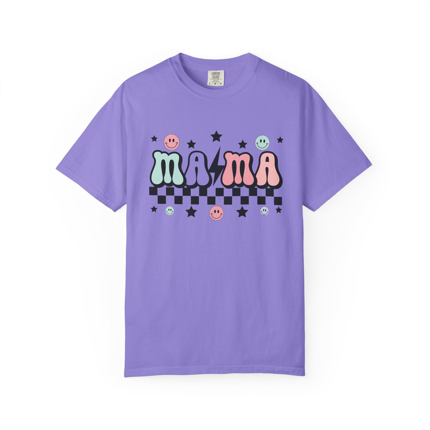 Retro Checkered “mama” Graphic Tee | Unisex Garment-Dyed T-Shirt, Retro Style Tee, Casual Everyday Wear, Fun Summer Top