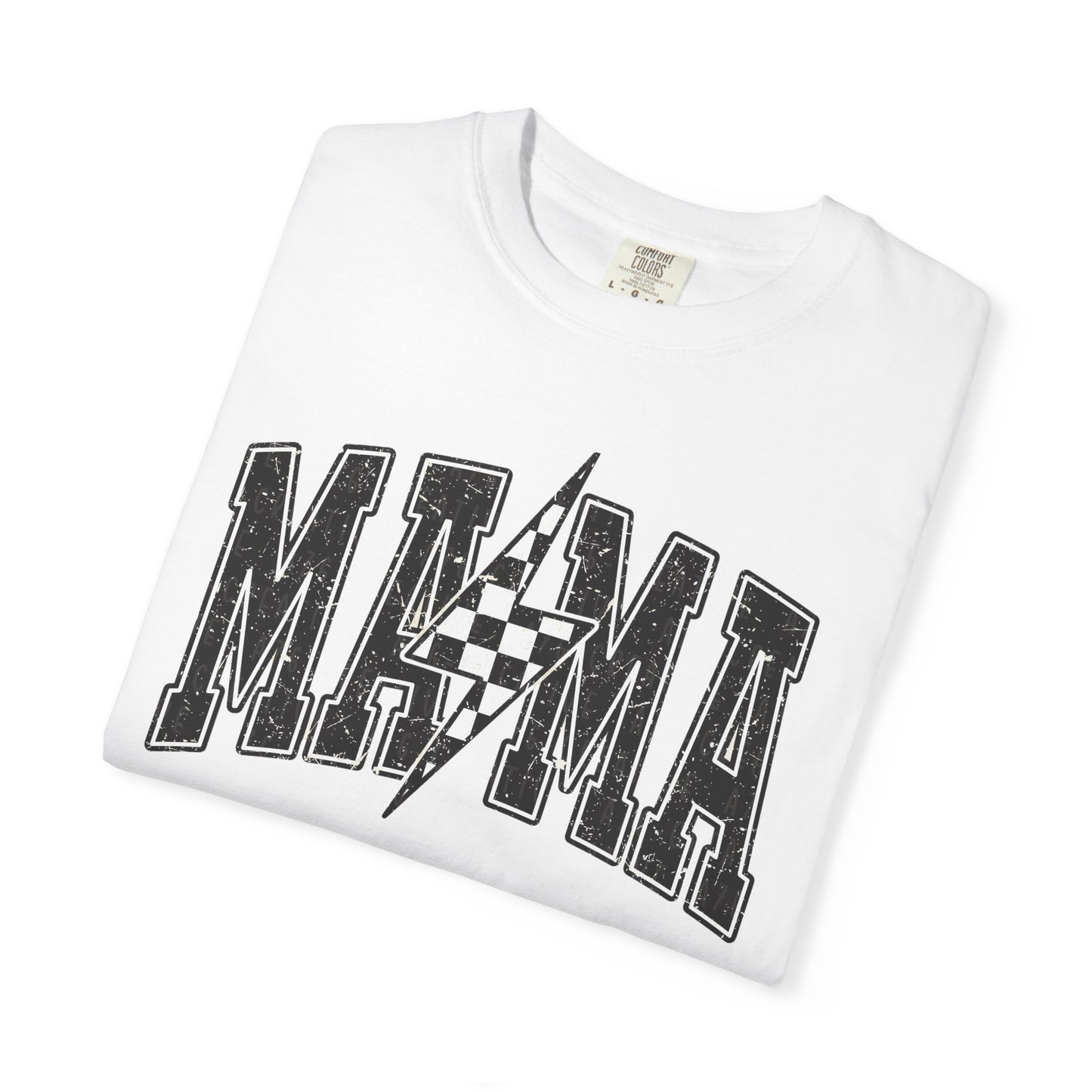 Checkered Lightening “mama” Graphic Tee | Unisex Garment-Dyed T-Shirt, Retro Style Tee, Casual Everyday Wear, Fun Summer Top