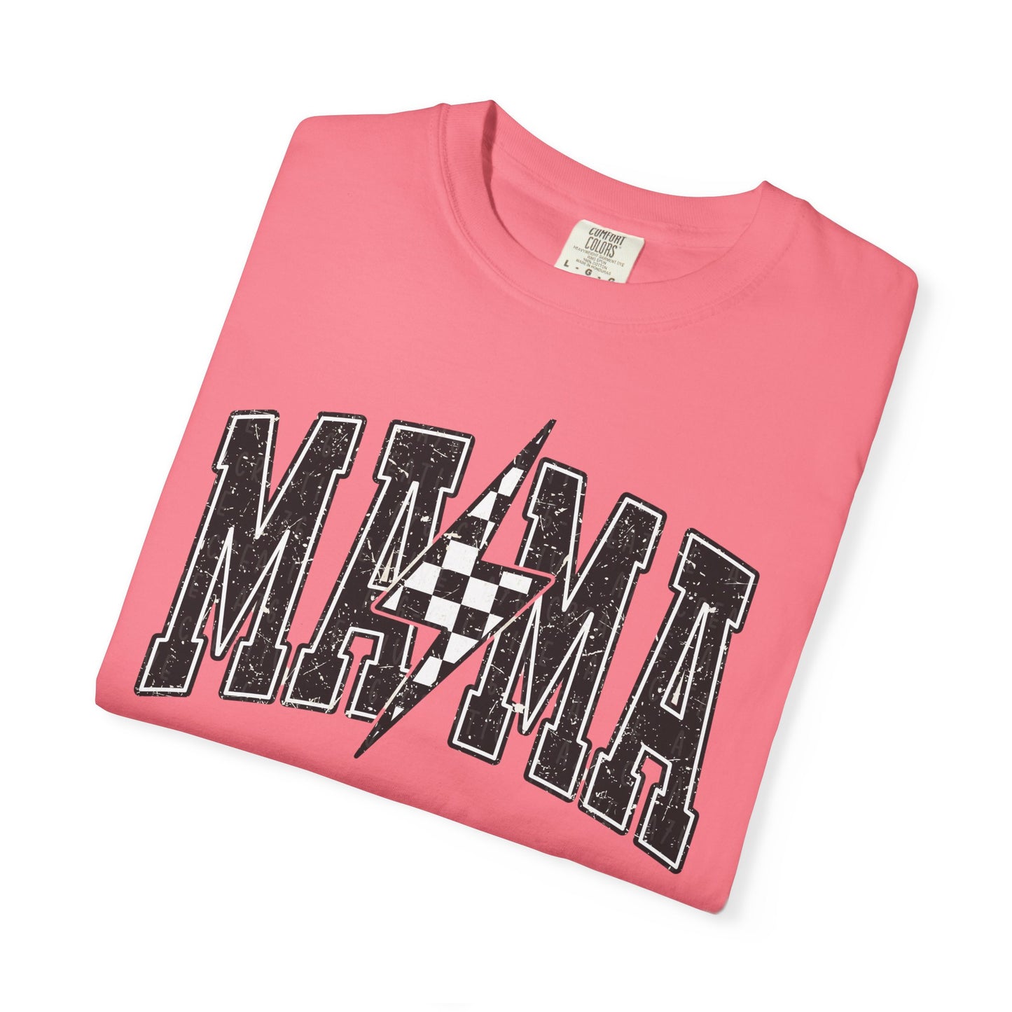 Checkered Lightening “mama” Graphic Tee | Unisex Garment-Dyed T-Shirt, Retro Style Tee, Casual Everyday Wear, Fun Summer Top