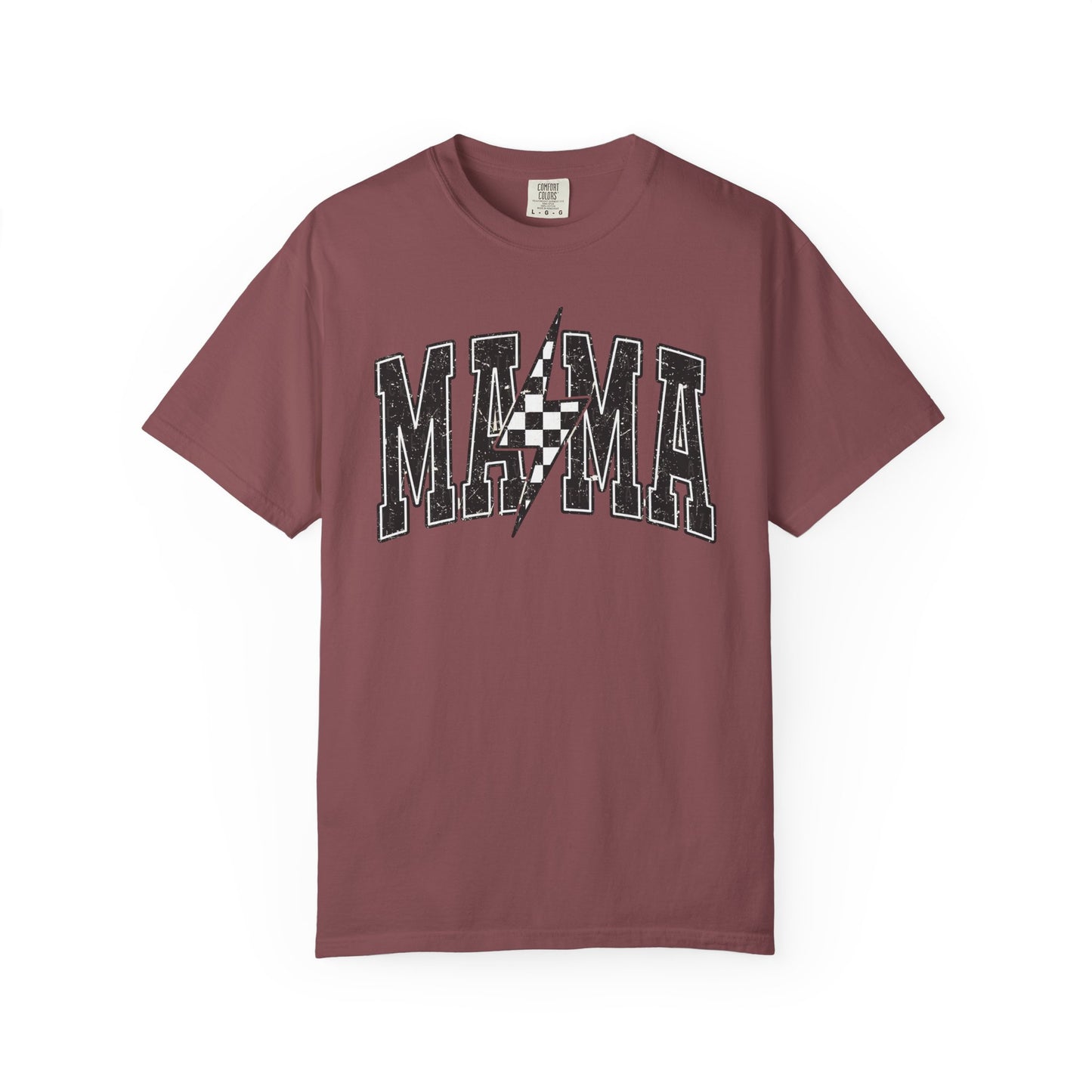 Checkered Lightening “mama” Graphic Tee | Unisex Garment-Dyed T-Shirt, Retro Style Tee, Casual Everyday Wear, Fun Summer Top