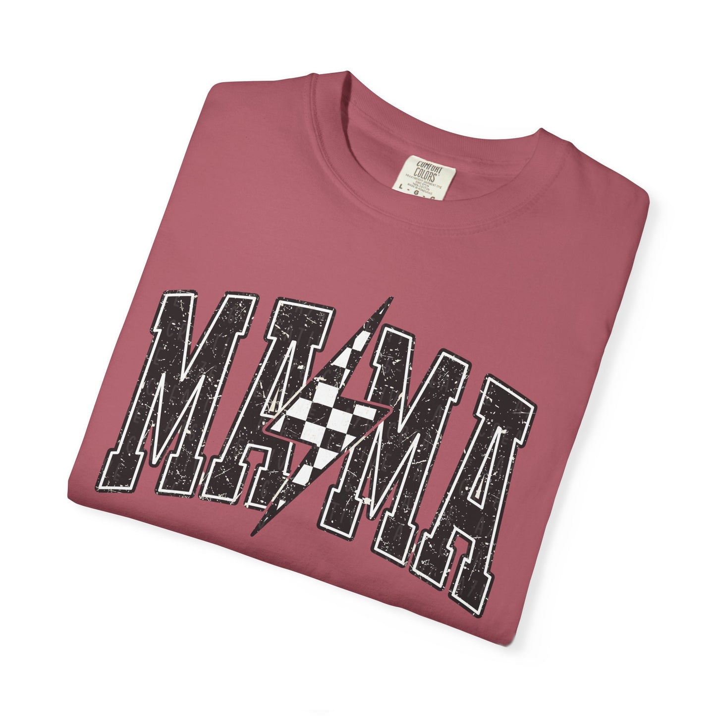 Checkered Lightening “mama” Graphic Tee | Unisex Garment-Dyed T-Shirt, Retro Style Tee, Casual Everyday Wear, Fun Summer Top