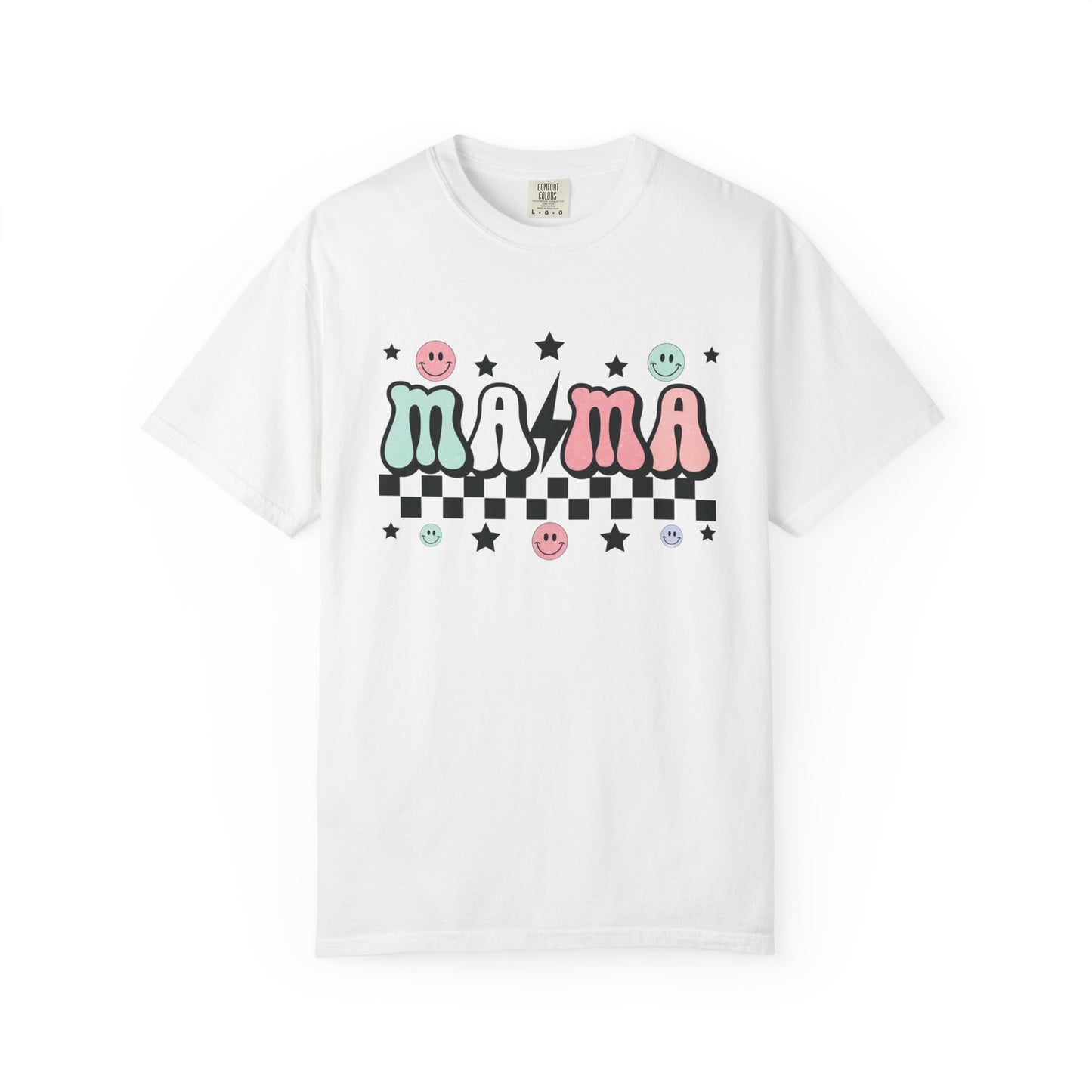 Retro Checkered “mama” Graphic Tee | Unisex Garment-Dyed T-Shirt, Retro Style Tee, Casual Everyday Wear, Fun Summer Top