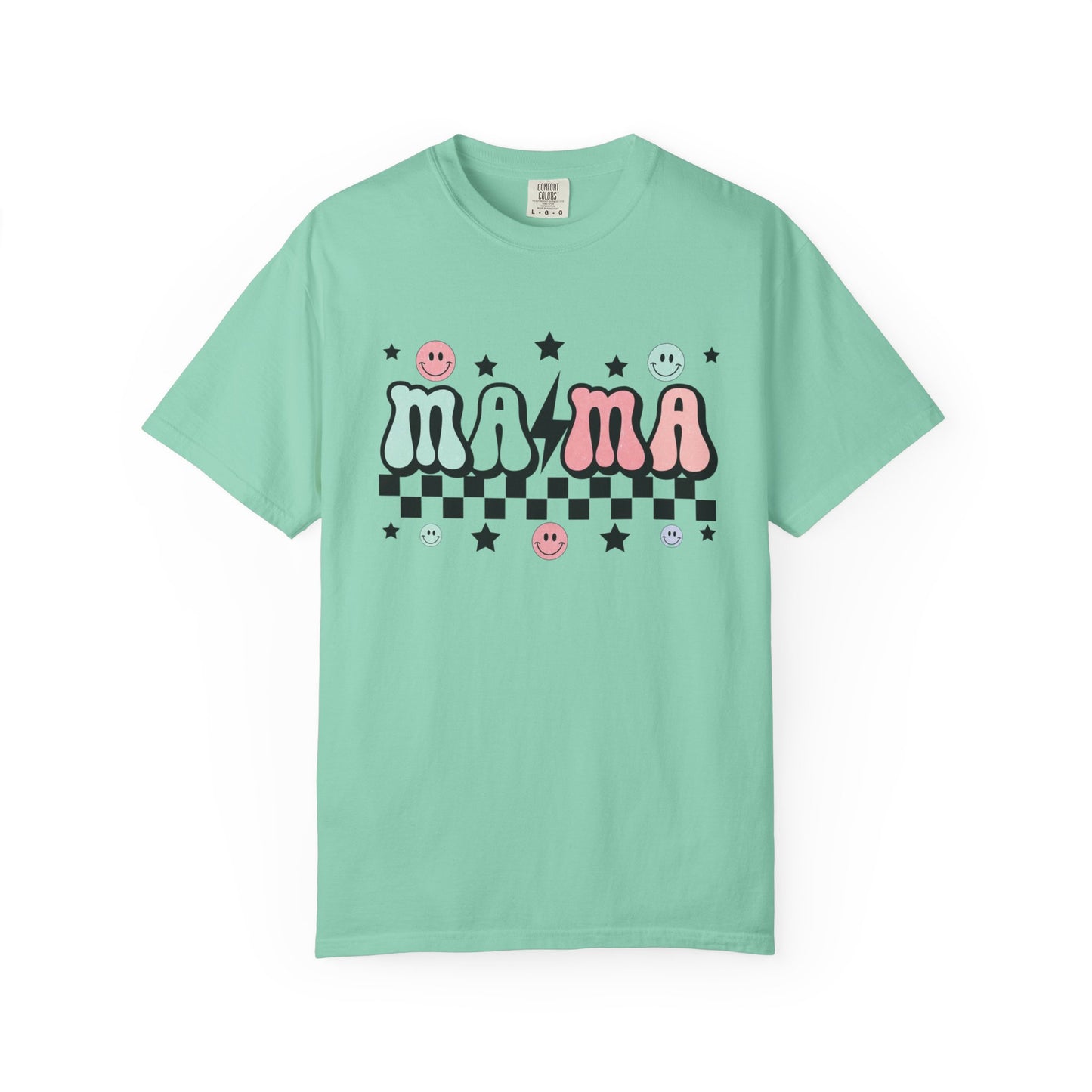 Retro Checkered “mama” Graphic Tee | Unisex Garment-Dyed T-Shirt, Retro Style Tee, Casual Everyday Wear, Fun Summer Top