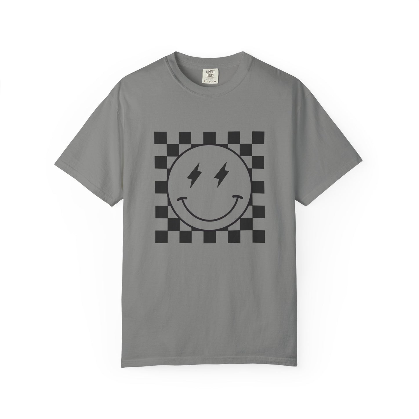 Black Smiley Graphic Tee | Unisex Garment-Dyed T-Shirt, Retro Style Tee, Casual Everyday Wear, Fun Summer Top