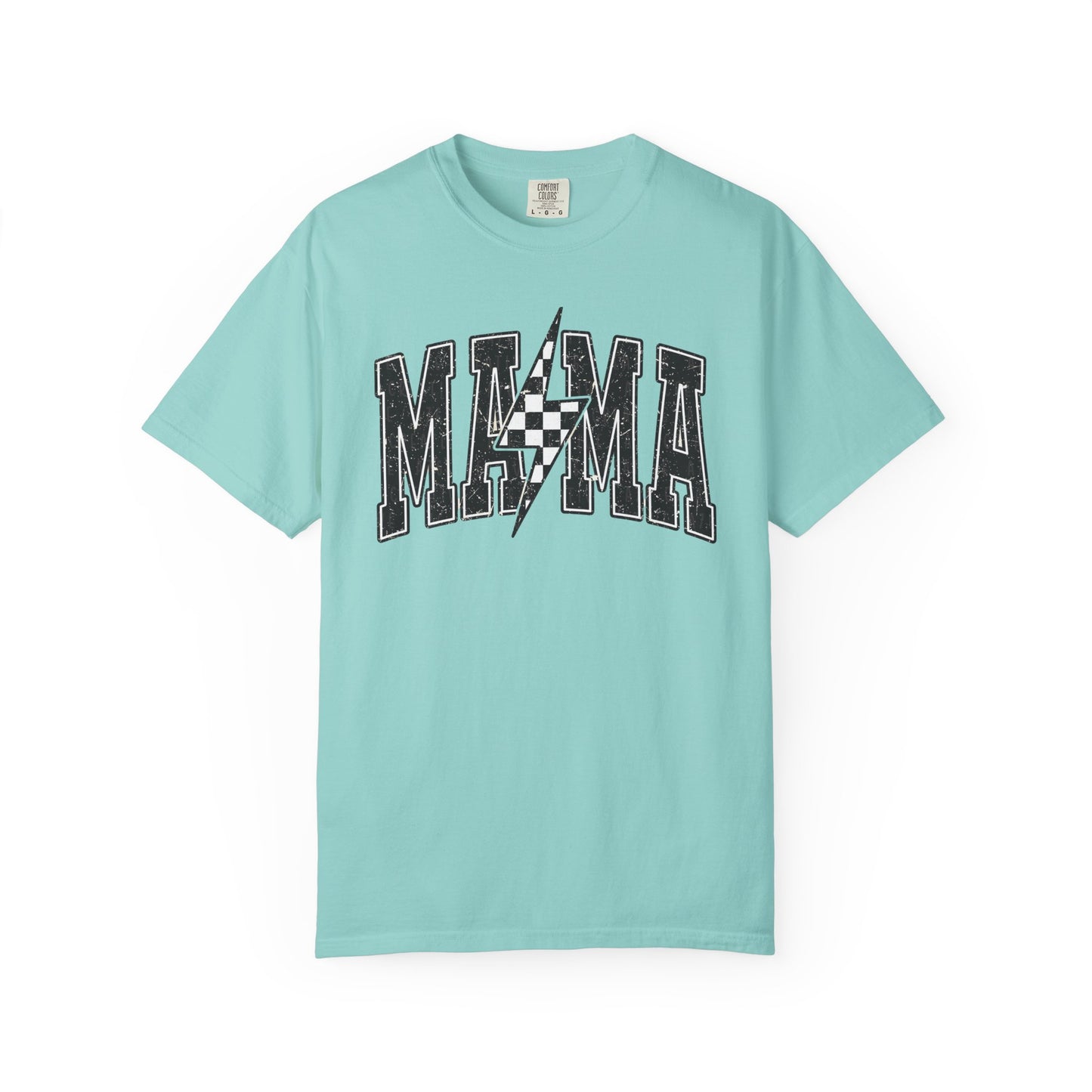 Checkered Lightening “mama” Graphic Tee | Unisex Garment-Dyed T-Shirt, Retro Style Tee, Casual Everyday Wear, Fun Summer Top