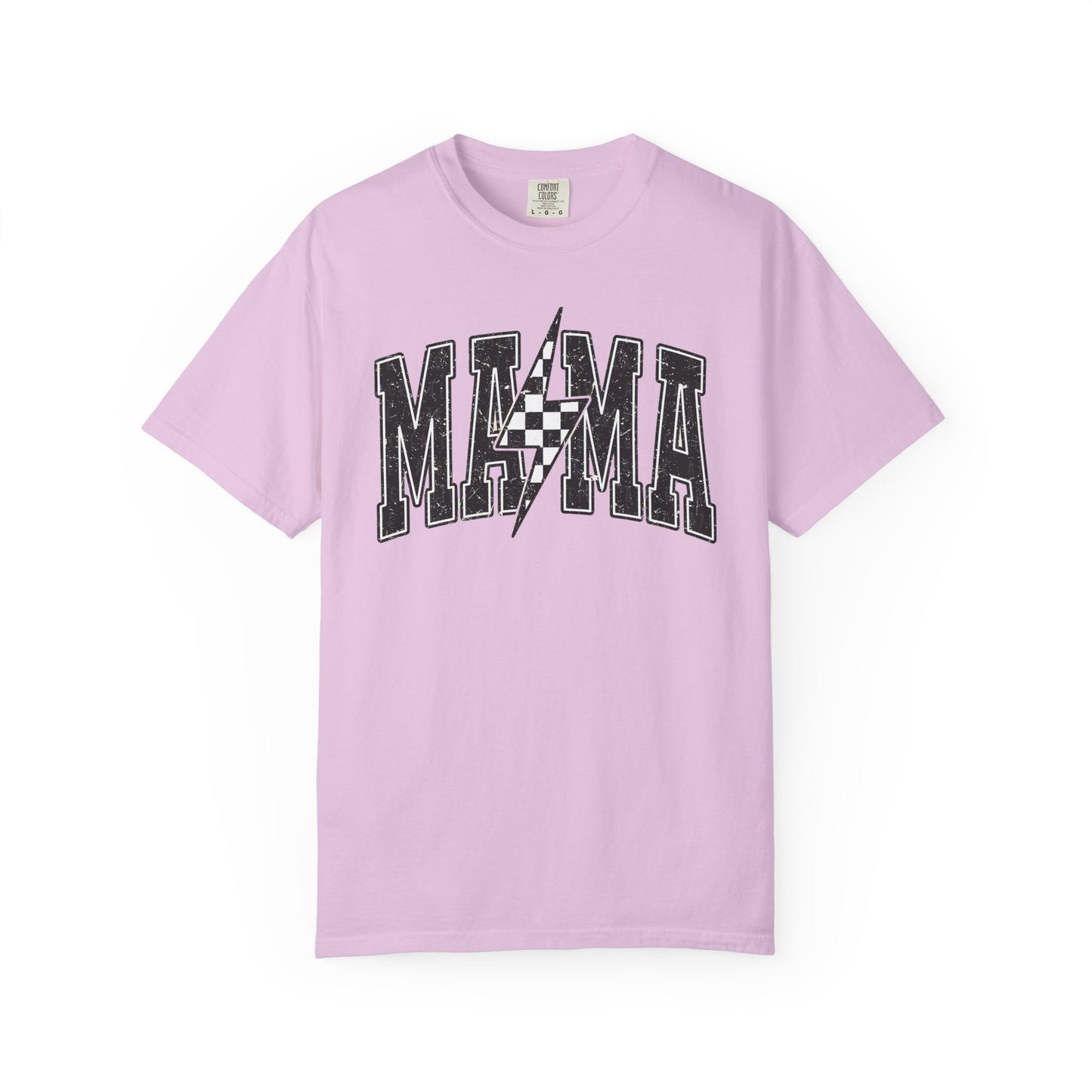 Checkered Lightening “mama” Graphic Tee | Unisex Garment-Dyed T-Shirt, Retro Style Tee, Casual Everyday Wear, Fun Summer Top