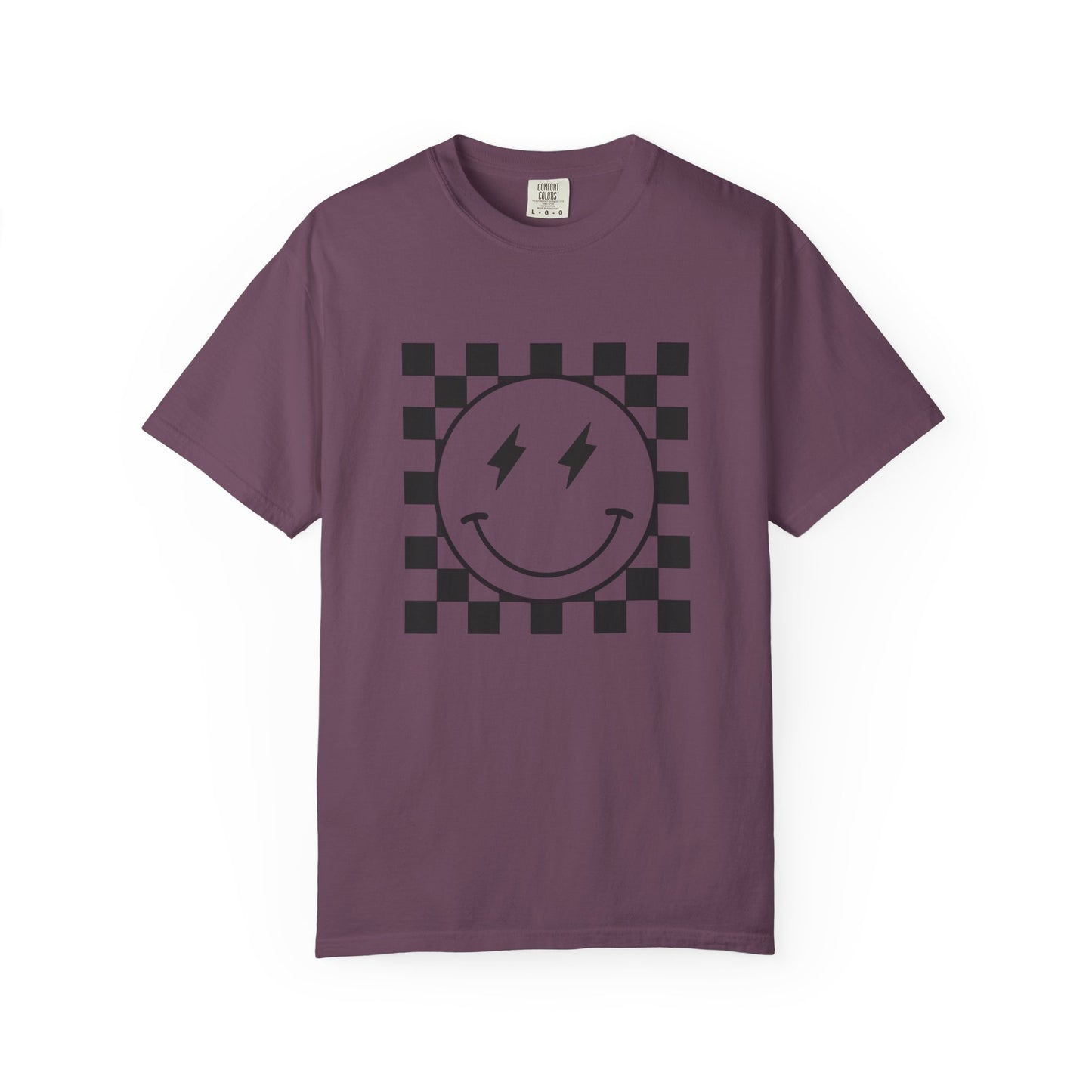 Black Smiley Graphic Tee | Unisex Garment-Dyed T-Shirt, Retro Style Tee, Casual Everyday Wear, Fun Summer Top