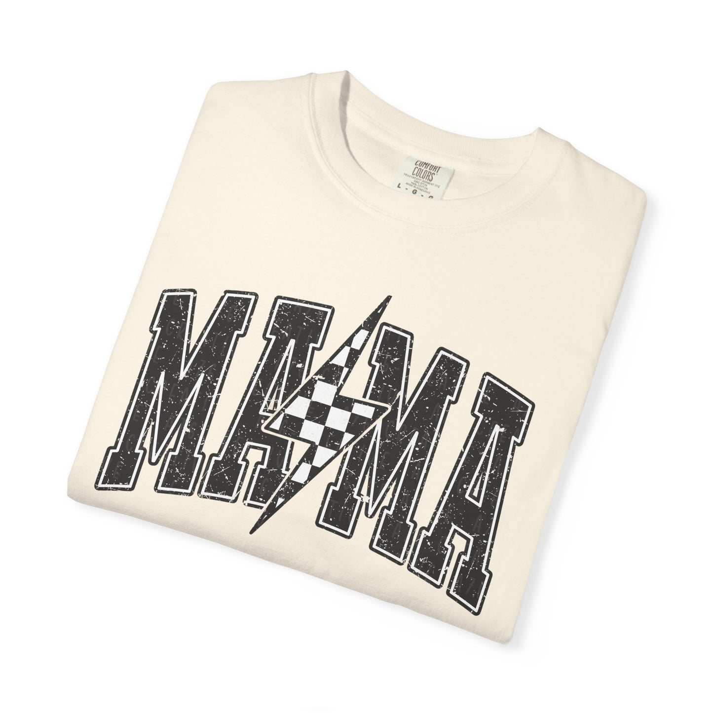 Checkered Lightening “mama” Graphic Tee | Unisex Garment-Dyed T-Shirt, Retro Style Tee, Casual Everyday Wear, Fun Summer Top