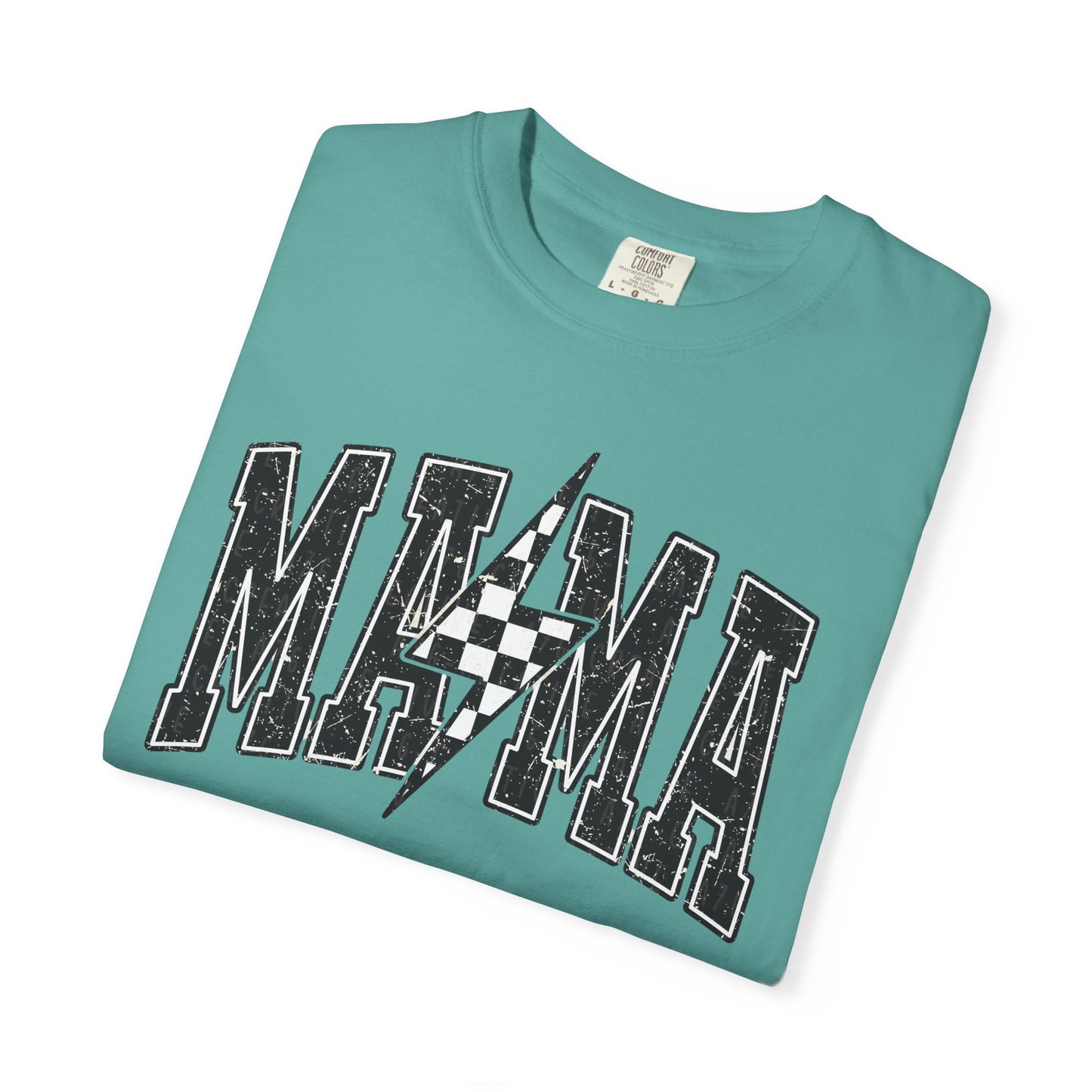 Checkered Lightening “mama” Graphic Tee | Unisex Garment-Dyed T-Shirt, Retro Style Tee, Casual Everyday Wear, Fun Summer Top