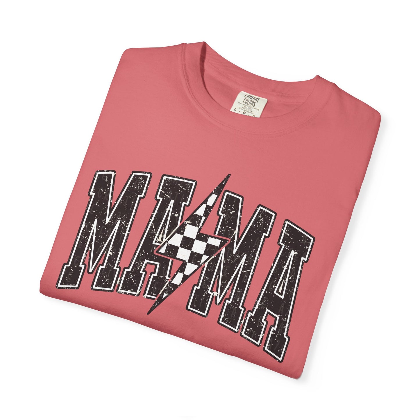 Checkered Lightening “mama” Graphic Tee | Unisex Garment-Dyed T-Shirt, Retro Style Tee, Casual Everyday Wear, Fun Summer Top