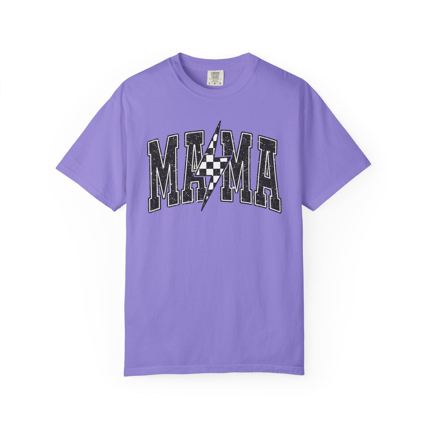 Checkered Lightening “mama” Graphic Tee | Unisex Garment-Dyed T-Shirt, Retro Style Tee, Casual Everyday Wear, Fun Summer Top