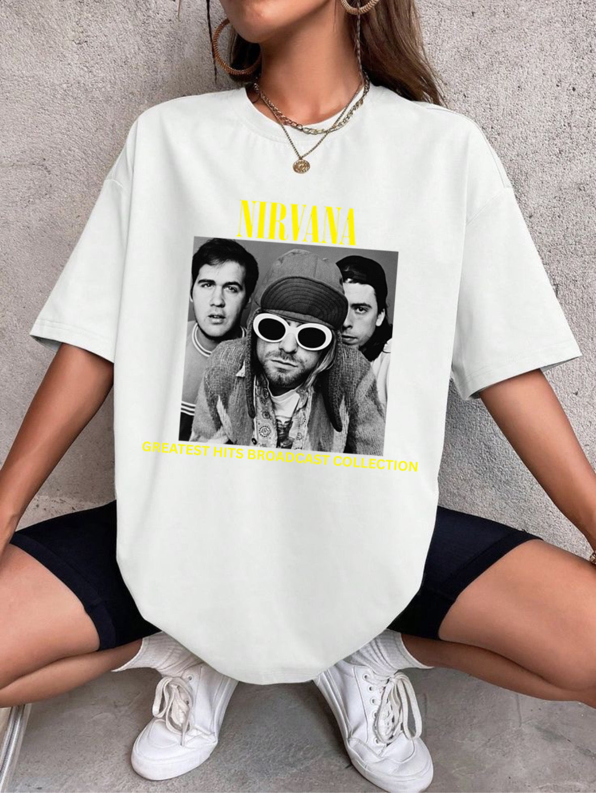 Nirvana Band Tee, Casual Everyday Wear, Fun Summer Top