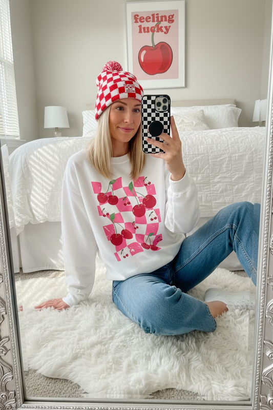 Checkered Cherry🍒 Crewneck