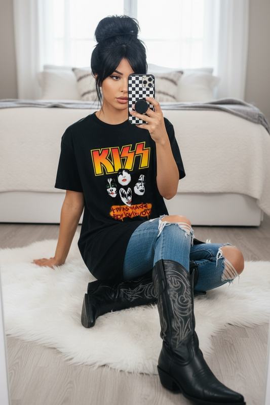 Kiss Band Tee, Casual Everyday Wear, Fun Summer Top